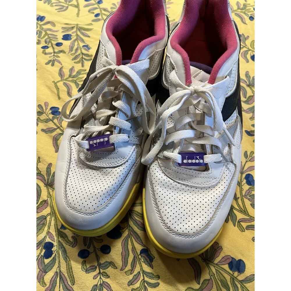 Diadora White Black Yellow Purple Accent Low-Top Sneakers - Picture 6 of 11